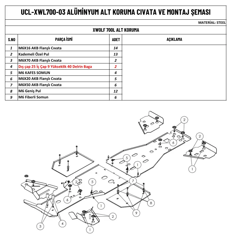 Loncin Xwolf 700 Uyumlu Alüminyum Alt Kartel Koruma ek görünüm 1