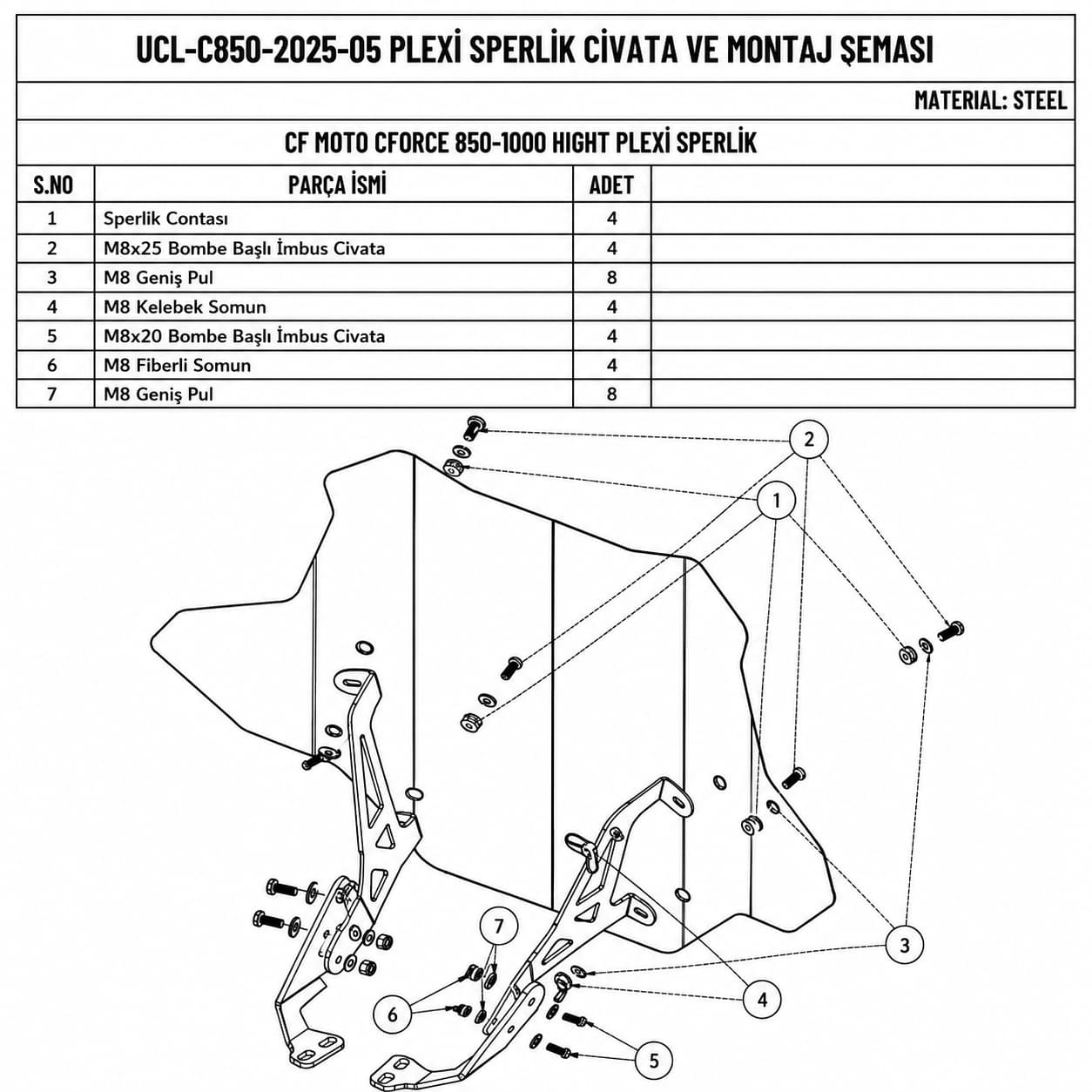 C Force 850-1000 Hıght Atv Uyumlu Cam ek görünüm 4